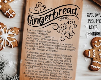 Gingerbread cookie recipe / engraving a cutting board / vinyl canisters / cookie jars - svg png jpeg dxf files Christmas gift holidays