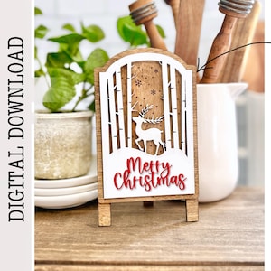 Reindeer Merry Christmas Winter Sign Insert SVG DXF (Digital Download) interchangeable