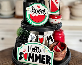 Watermelon Tiered Tray SVG Set: Summer Kitchen Decor Laser Cut File