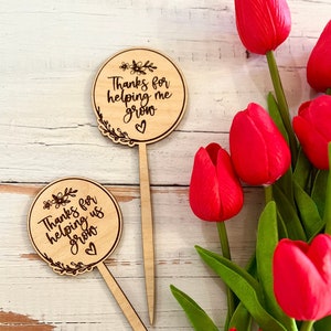 Lime laser pour la fête des mères.  Merci de m'avoir aidé à grandir, choix de fleurs/plantes, cadeau maman glowforge, cricut, fichier Silhouette découpé au laser SVG