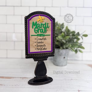 Menu Mardi Gras z wymienną wkładką: Ramki dekoracyjne (do pobrania w wersji cyfrowej) sprzedawane oddzielnie