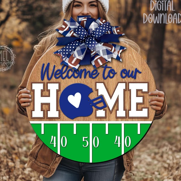 Football Thanksgiving Porch Sign SVG DXF: Welcome Home (Digital Download