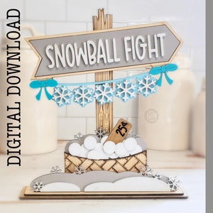 Conjunto de inserção de decoração de inverno intercambiável - base intercambiável vendida separadamente / SVG DXF 1/8" 3 mm material guerra de bola de neve