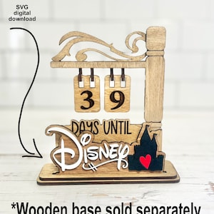 Vacation Disney plate for interchangeable countdown the days, stand sold separately.  Laser file DOWNLOAD,  Glowforge / laser file SVG