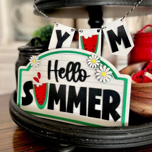 Watermelon Hello Summer Sign: Retro Tiered Tray SVG (Digital Download)