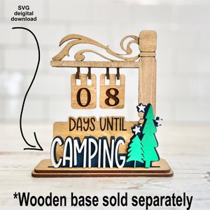 Placa de camping para contar los días de forma intercambiable, soporte vendido por separado. Archivo láser DESCARGAR glowforge, archivo cortado por láser SVG