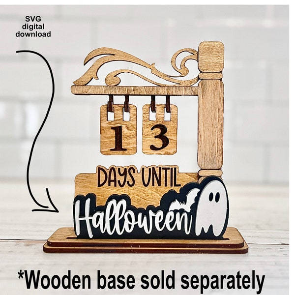 Halloween plate for interchangeable countdown the days, stand sold separately.  Laser file DOWNLOAD glowforge,  laser cut file SVG