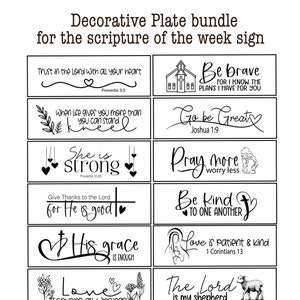 DESCARGAR Escritura de la semana placa decorativa intercambiable PAQUETE (el letrero se vende por separado), Iglesia, Adoración, religión, fe, biblia