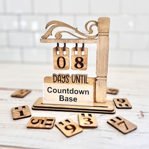 Fichier laser interchangeable pour le compte à rebours de 5 x 5 po., TÉLÉCHARGER la décoration, cadeau signes 3D glowforge, fichier découpé au laser SVG