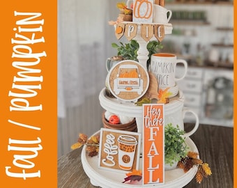 Fall, pumpkin spice latte, pumpkin patch, hey there fall tiered tray set SVG cut file laser cutter / glowforge, 3D digital download