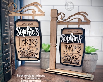 Personalized Home Library Sign: Laser Cut File (Digital Download)