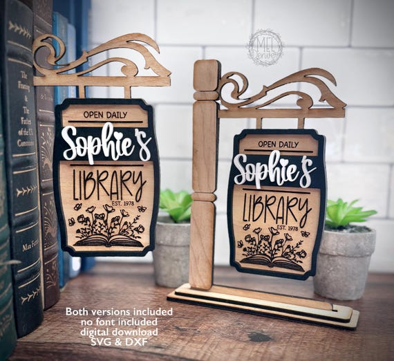 Personalized Home Library Sign: Laser Cut File (Digital Download)