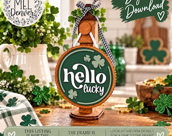 Hello lucky insert for Interchangeable pillar frame, frame sold separately - digital download, laser ready