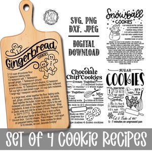 Raccolta di ricette per biscotti / incisione di un tagliere / barattoli in vinile / barattoli per biscotti - file svg png jpeg dxf regalo di Natale vacanze