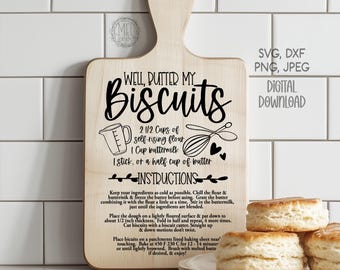 Biscuits recipe graphic for canister / cutting board / engraving / vinyl  / gift kitchen decor - svg jpeg dxf png files