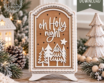 Oh Holy night Sign Insert: Christmas Winter SVG DXF (Digital Download) interchangeable  / frames sold separately