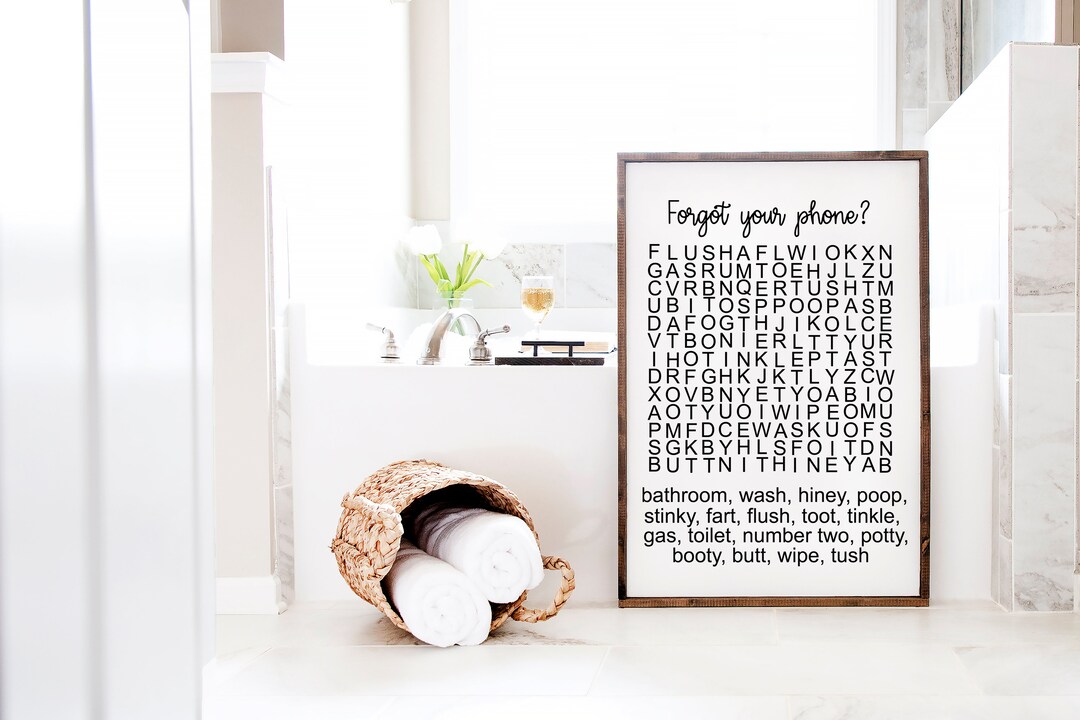 Bathroom Word Search Funny Bathroom Sign, Silhouette, Cricut, Vinyl ...