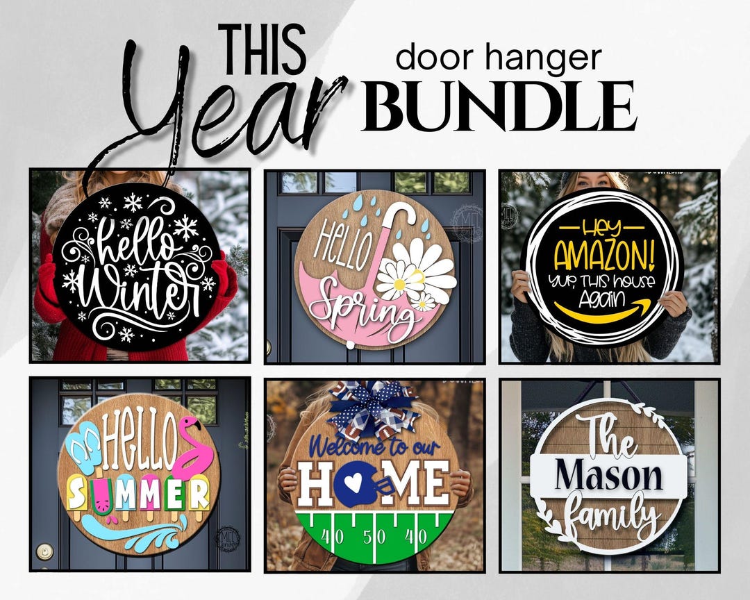 BUNDLE 6 Most Popular Door Hanger Designs SVG DXF Porch Signs (digital ...