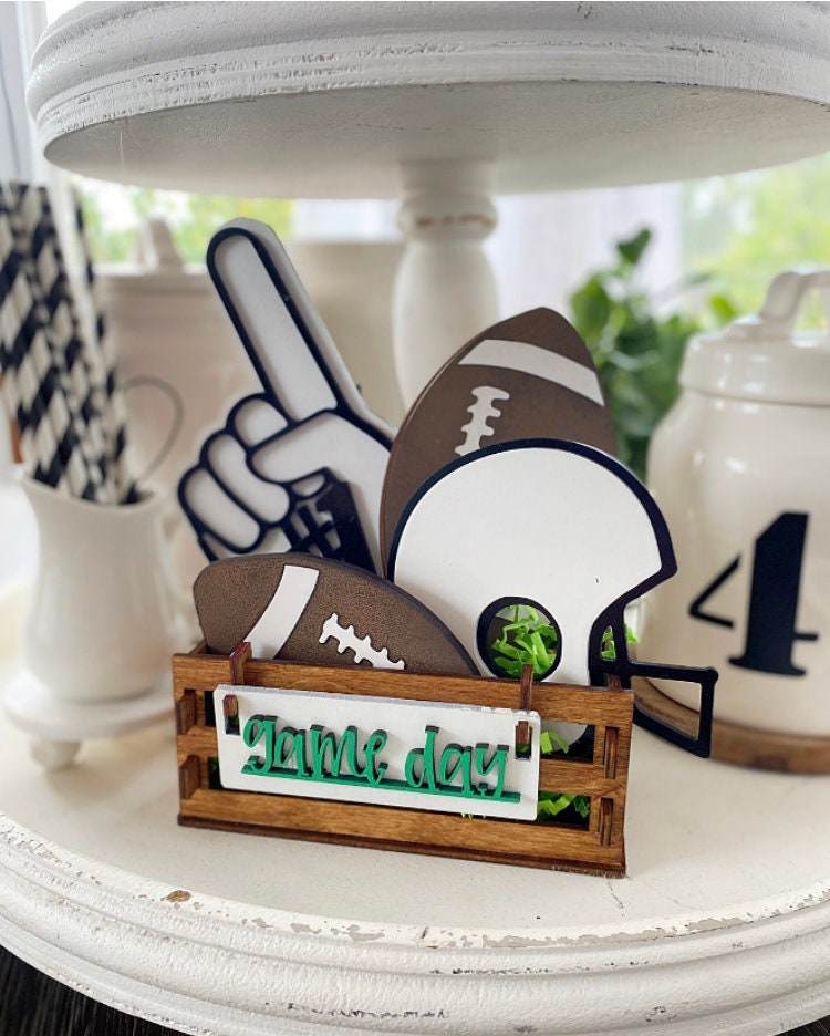 Game Day crate - football season decor, party, tiered tray, glowforge, cricut, Silhouette laser cut file SVG football mom