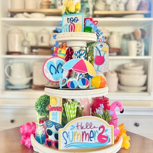 Fête d'été à la piscine, décoration de table / fête d'anniversaire / pièce maîtresse / ensemble de fichiers de plateau à plusieurs niveaux fichier de coupe SVG à plusieurs niveaux / téléchargement numérique