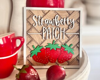 Strawberry Patch Sign: Retro Cottage Farmhouse Decor 3D Laser File (SVG Digital File)