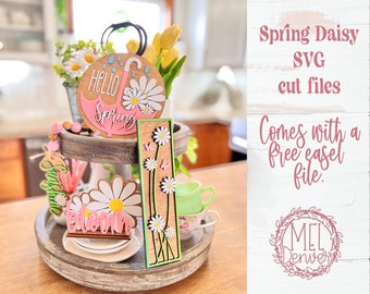 Daisy Tiered Tray deor set: Spring Laser Ready (Digital Download)