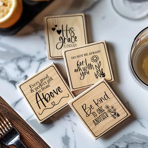 Vier onderzetters ontwerpen geloof christelijke geschriften / vierkant / gravure / vinyl / kerstcadeau - SVG DXF PNG-bestand laser cricut silhouet gesneden