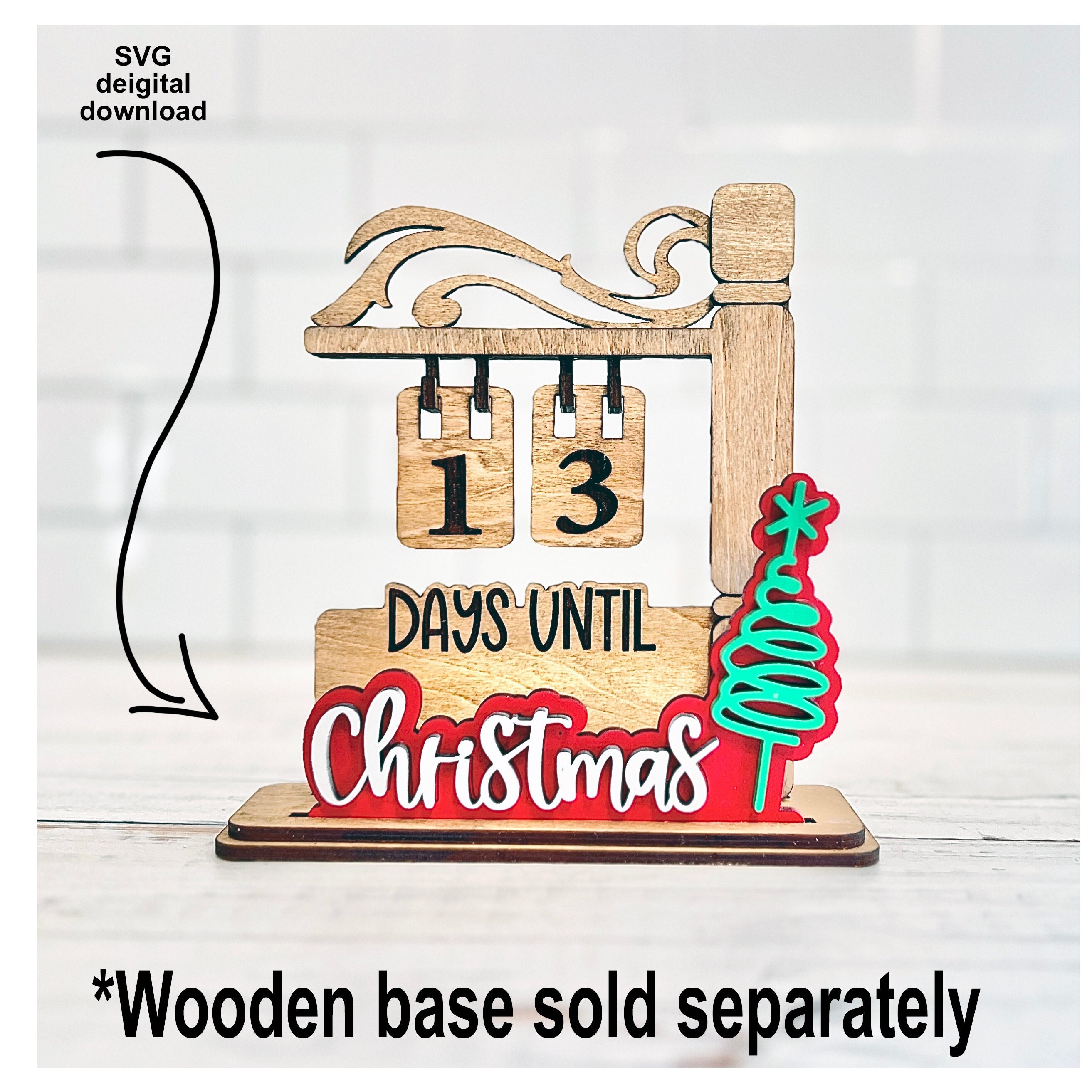 Countdown Plates Christmas Plate for Interchangeable Countdown the Days, Stand Sold ...