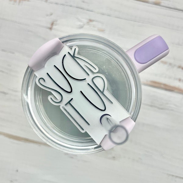 SVG cut file 20 30 40oz size Tumbler Personalized Suck it up tag for tumbler lid | Name Plate | Stanley Tumbler funny