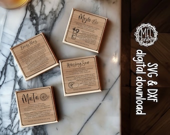 Cocktail Recipe Coaster Designs: Mojito, Whiskey Sour, & More (SVG DXF PNG)
