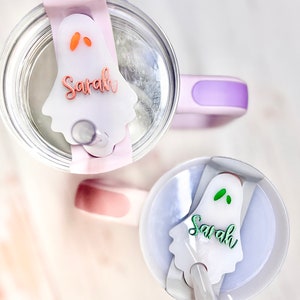 SVG cut file  20 30 40oz size Tumbler Personalized Name Tag | Ghost name tag for tumbler lid | Name Plate | Stanley Tumbler Halloween Boo