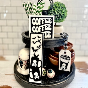 Halloween coffee bar tiered tray set svg cut files for laser / Glowforge cut tested 3d sign set for fall