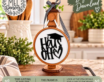 Hats off graduation insert for Interchangeable pillar frame, frame sold separately - digital download, laser ready