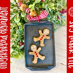 Enfeite de Natal cortado a laser 3D, biscoitos de gengibre em uma assadeira de inverno, bandeja em camadas, arquivos de corte svg para laser / Glowforge