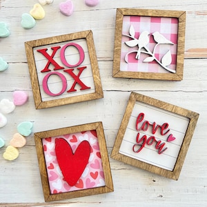 Valentine&#39;s Day Tiered Tray Decor: 3D Mini Sign SVG Laser Cut File (Digital Download)