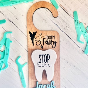 Accroche-porte fée des dents - fichier laser pour enfants, première dent, accroche-porte personnalisé dent dent fichier découpé au laser SVG DXF