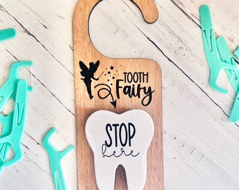 Tooth fairy door hanger - kids laser file, first tooth, personalized tooth door hanger laser cut file SVG DXF