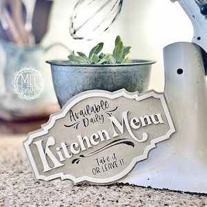 Panneau de cuisine, menu de cuisine à prendre ou à laisser, panneau de cuisine drôle, fichiers svg découpés au laser / Glowforge,