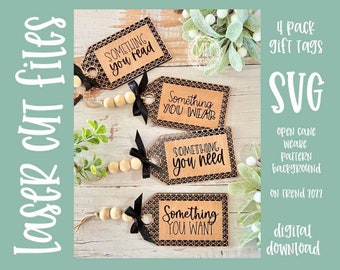 Christmas gift tags something you wear, something you read, something you want, something you need svg cut files for laser / Glowforge SVG