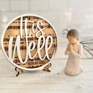 Musique foi/chrétien/catholique/hymne/décor religieux à plusieurs niveaux, glowforge, cricut, Silhouette découpée au laser DXF SVG C'est bien avec mon âme