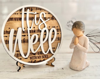 Music Faith / Christian / Catholic / Hymn / Religious tiered decor, glowforge, cricut, Silhouette laser cut SVG DXF It is well with my soul
