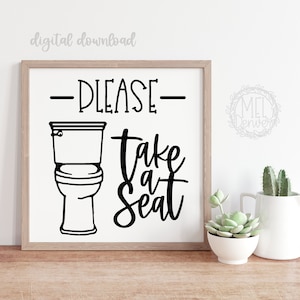 Neem plaats met toiletafbeelding grappig badkamerbord, silhouet, cricut, vinyl, SVG-laser digitaal snijbestand Glowforge