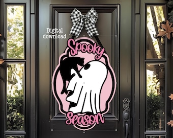 Ghost Halloween Decor: Laser Cut Wood Sign SVG DXF (Digital Download spooky season