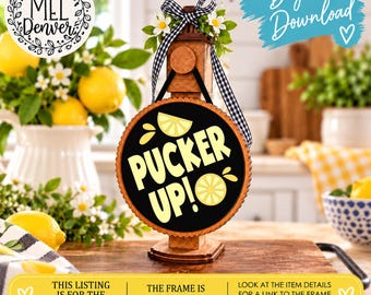 Lemon Pucker up insert for Interchangeable pillar frame, frame sold separately - digital download, laser ready