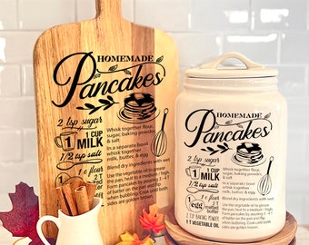 Pancake recipe decor & gift giving engraving a cutting board / vinyl for canisters / cookie jars - svg cut file glowforge cricut silhouette