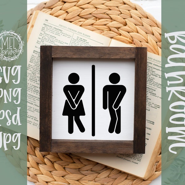 Need to potty stick figures for farmhouse bathroom, silhouette, cricut, vinyl, SVG laser digital cut file for Glowforge & other cutters