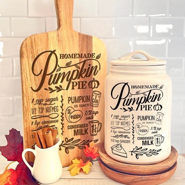 Pumpkin pie recipe / fall / autumn engraving a cutting board / vinyl for canisters / cookie jars - svg cut file glowforge cricut silhouette