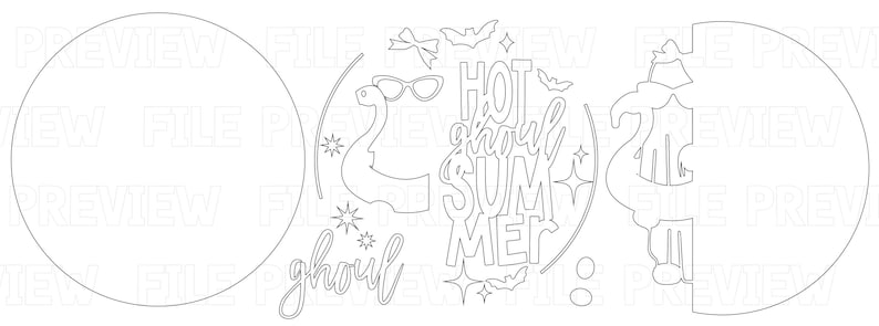 Hot Ghoul Summer Door Hanger: Flamingo, nördigt spöke sommarween (digital nedladdning) laserklar fil bild 6