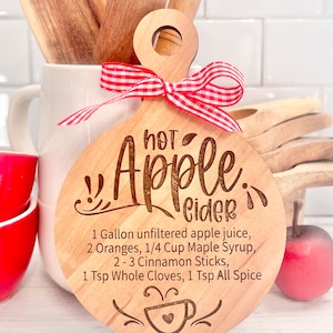 laser cut / engrave Hot Apple Cider recipe on cutting board fall tiered tray sized svg cut files for laser / Glowforge