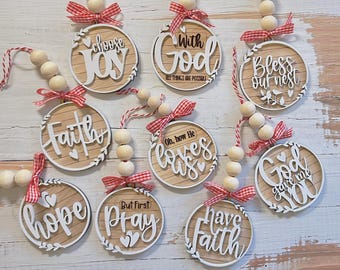 Faith / Christian / Catholic / Religious / Christmas scripture ornaments bundle, glowforge, laser cut file SVG DXF